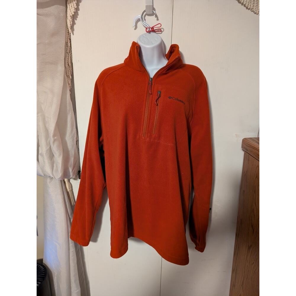 Columbia 1/4 Zip Pullover Mens XL Fleece Sweater Red Golf Casual Jacket Unisex